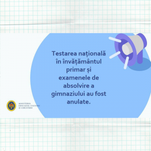 Anularea testării naționale în învățământul primar și examenele de absolvire a gimnaziului, sesiunea 2020