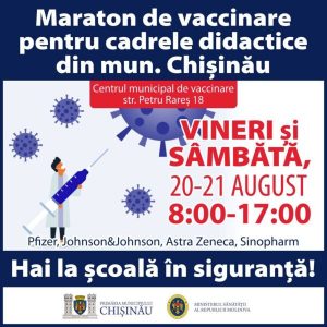 Maratonul de vaccinare a cadrelor didactice din municipiul Chișinău